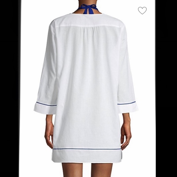 New!! Marabelle White/Navy Shirtdress Tassel Swim Coverup Size Large🤍🌊 - Picture 4 of 11